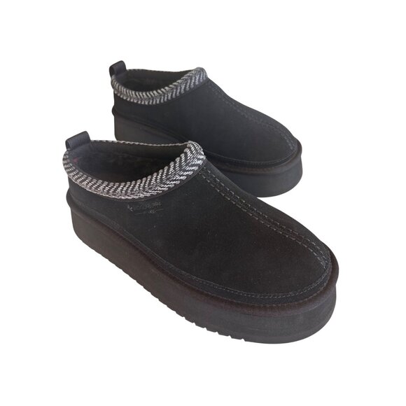 Koolaburra By UGG Women's Burree Platform Black Suede Slip-On Slippers With Chec - Picture 3 of 16